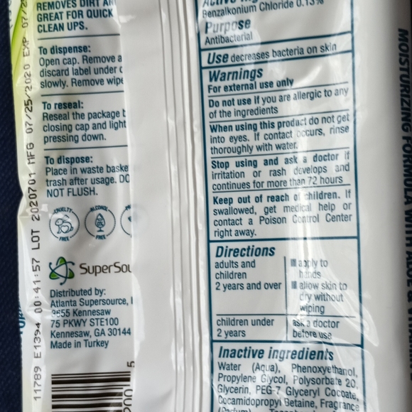 3 pks Super Source antibacterial hand wipes moisturizing, with aloe & vitamin e - Picture 4 of 4
